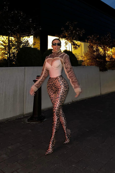 Leopard Multicolour Print Drawstring Slimming Hip Lifting Reflective High Waisted Pants Boots