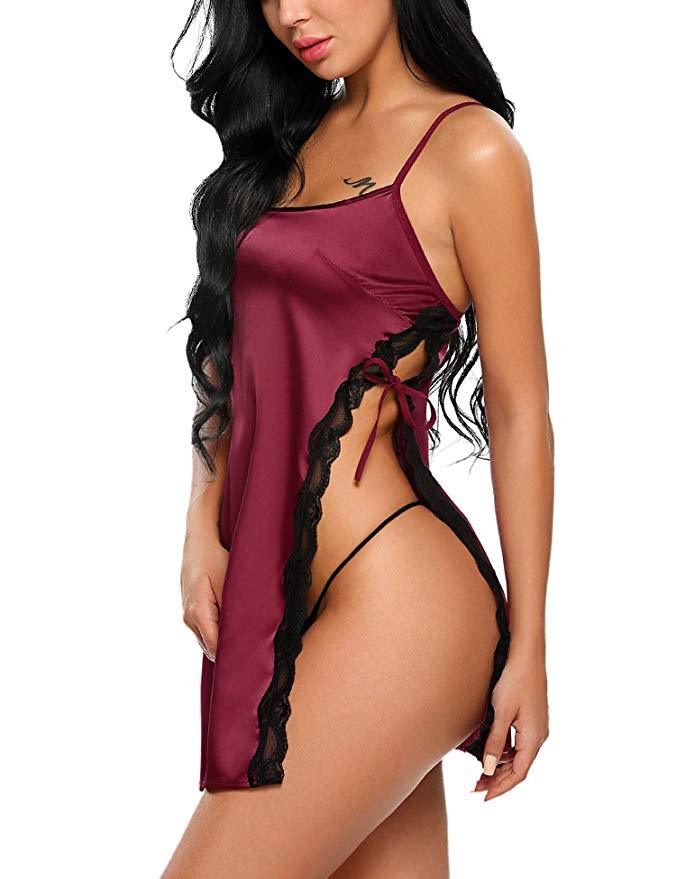High Split Halter Nightgown