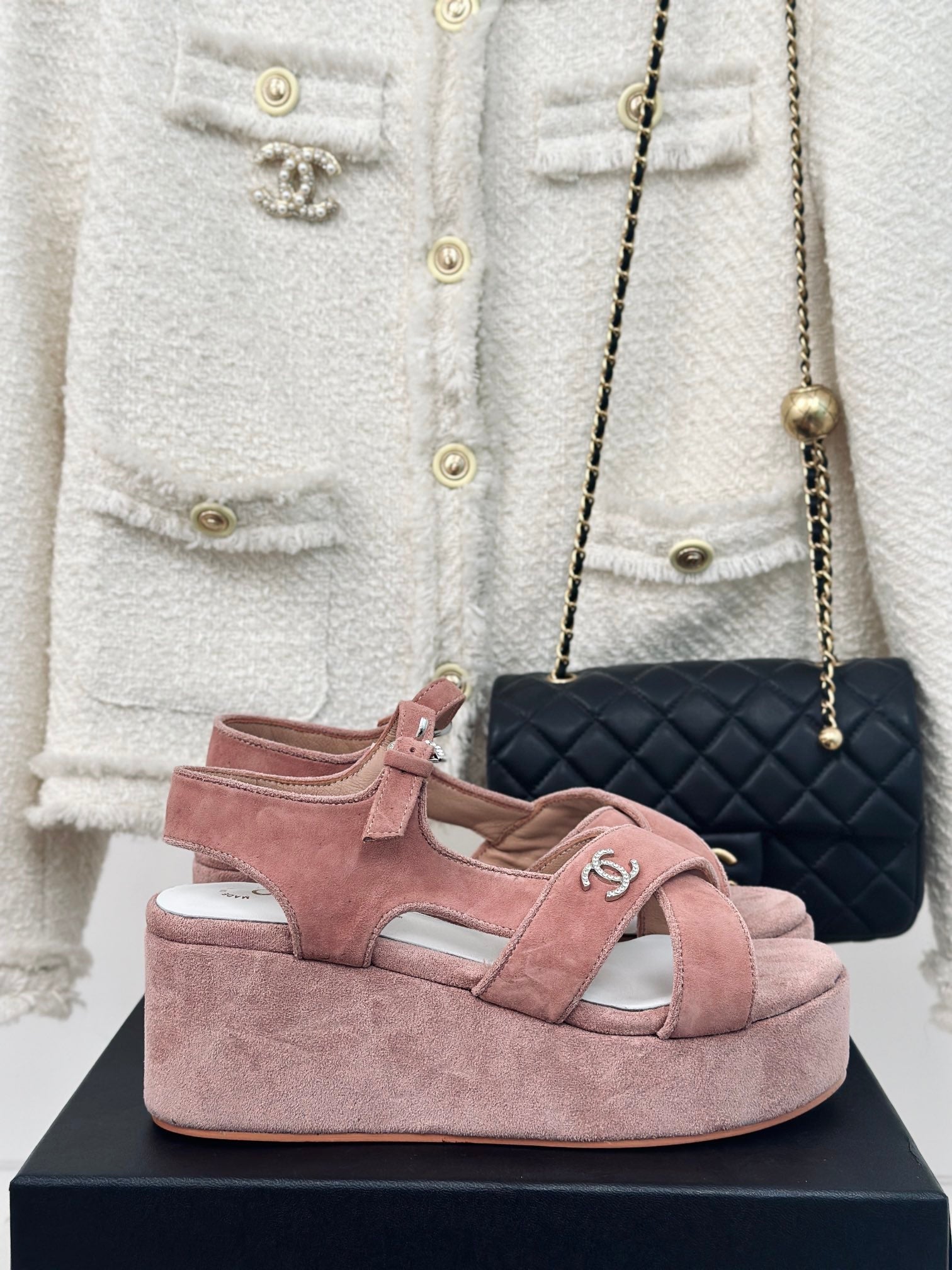 CHA* 24 new products cross-strap thick-soled sandals 1:1 VIP