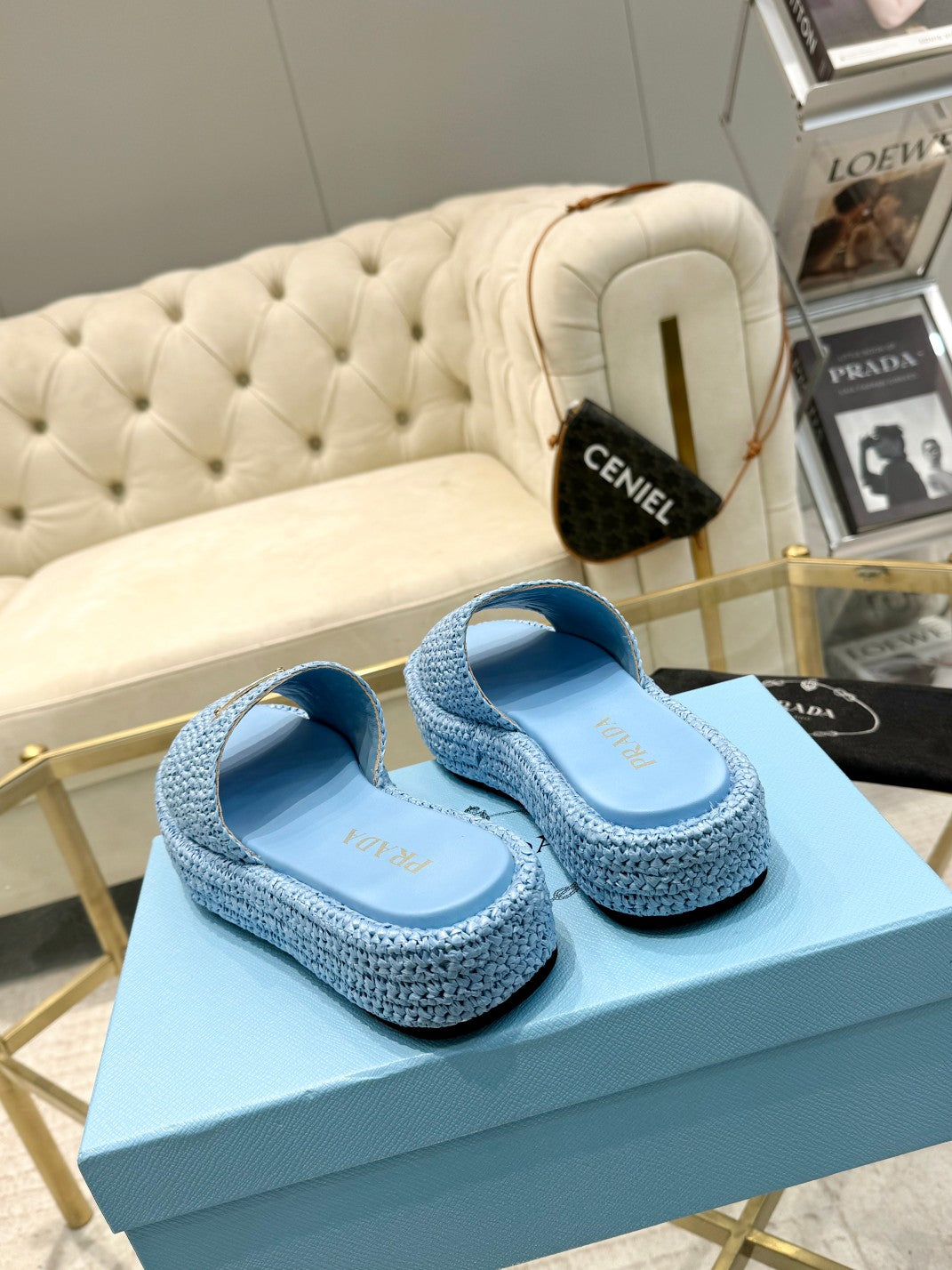 PRA* woven slippers sheepskin lining 1:1 VIP