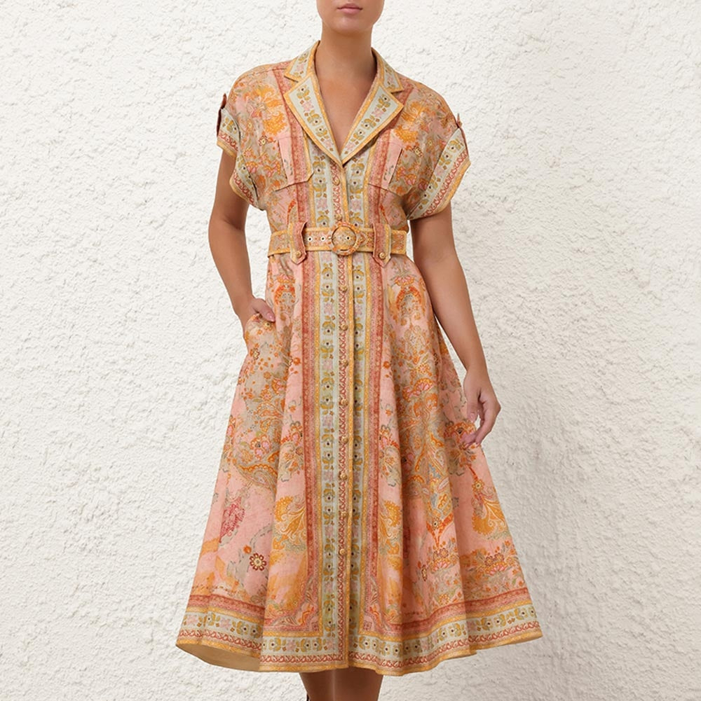 ZIMMERM* Multicolor Midi Shirt Dress