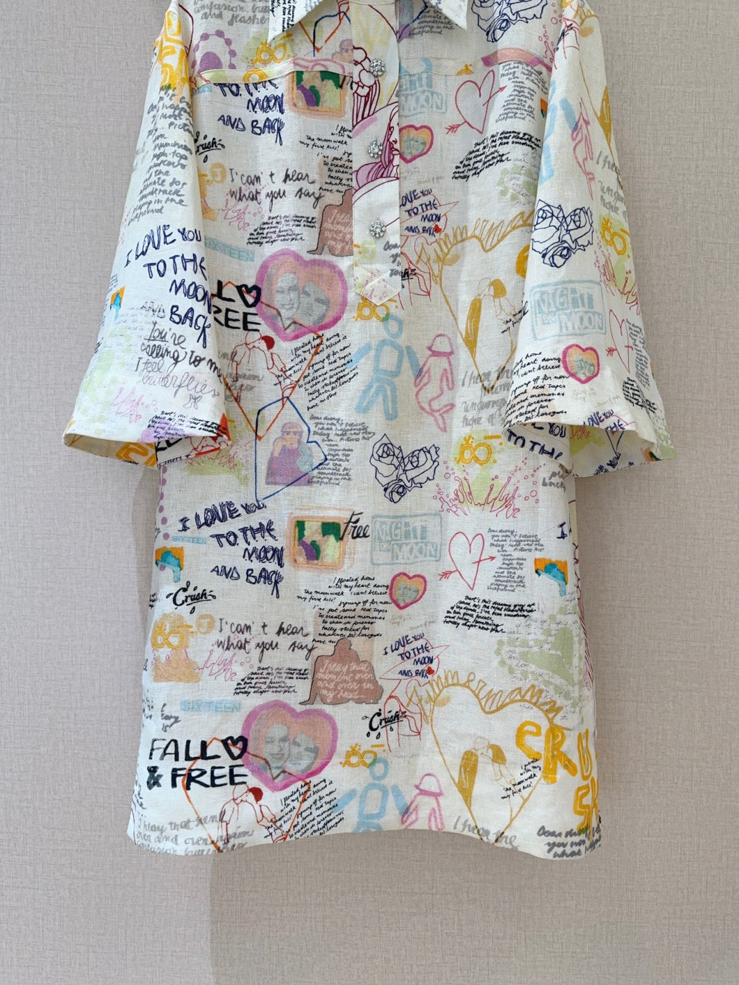 ZIMMERM* Graffiti lapel sleeve straight skirt