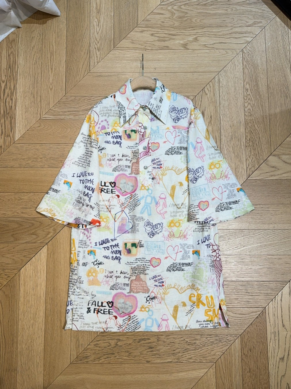 ZIMMERM* Graffiti lapel sleeve straight skirt
