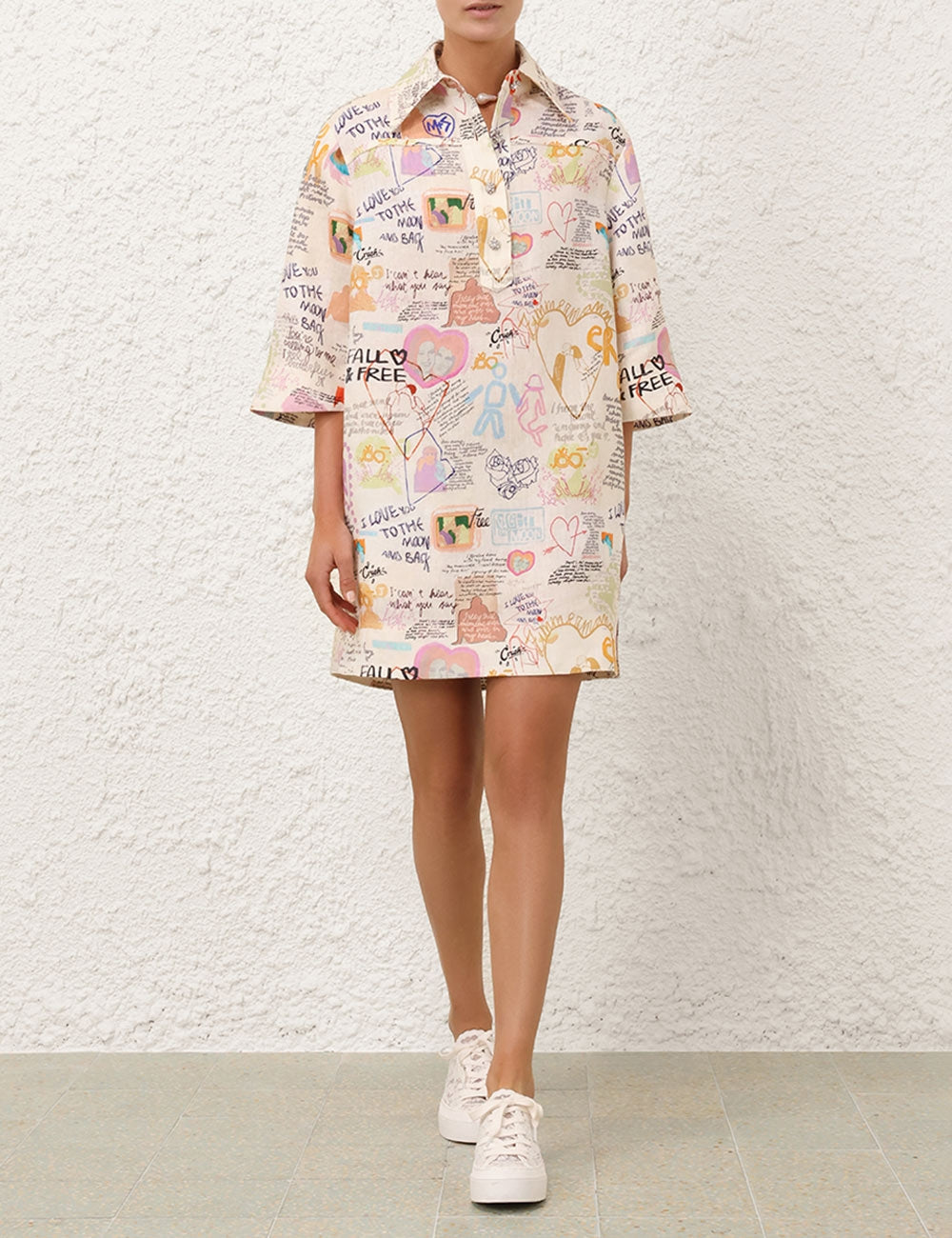 ZIMMERM* Graffiti lapel sleeve straight skirt