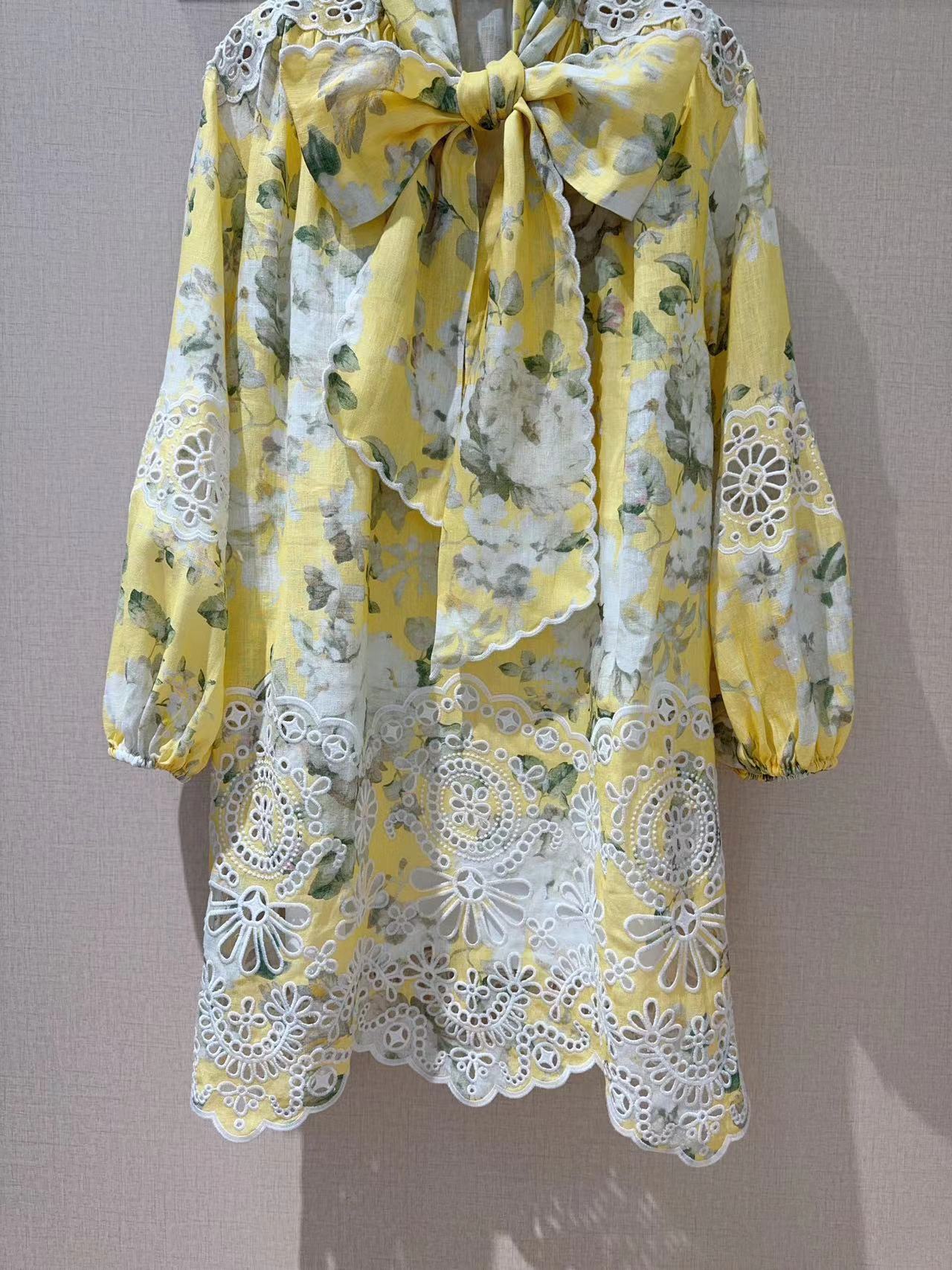 ZIMMERM* Hollow embroidery neckline dress