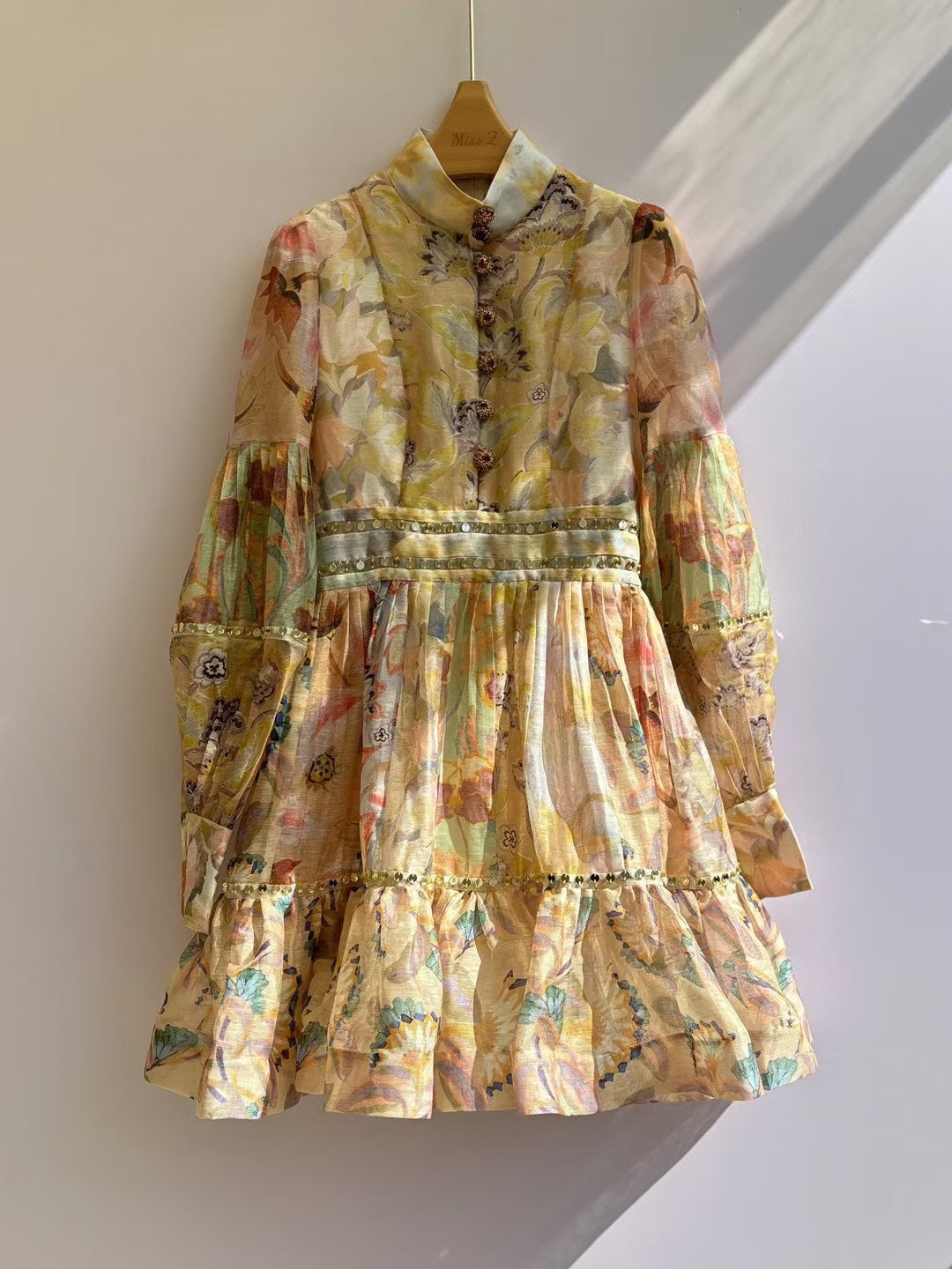 ZIMMERM* 25SS Silk and Linen Colorblock Dress 1:1