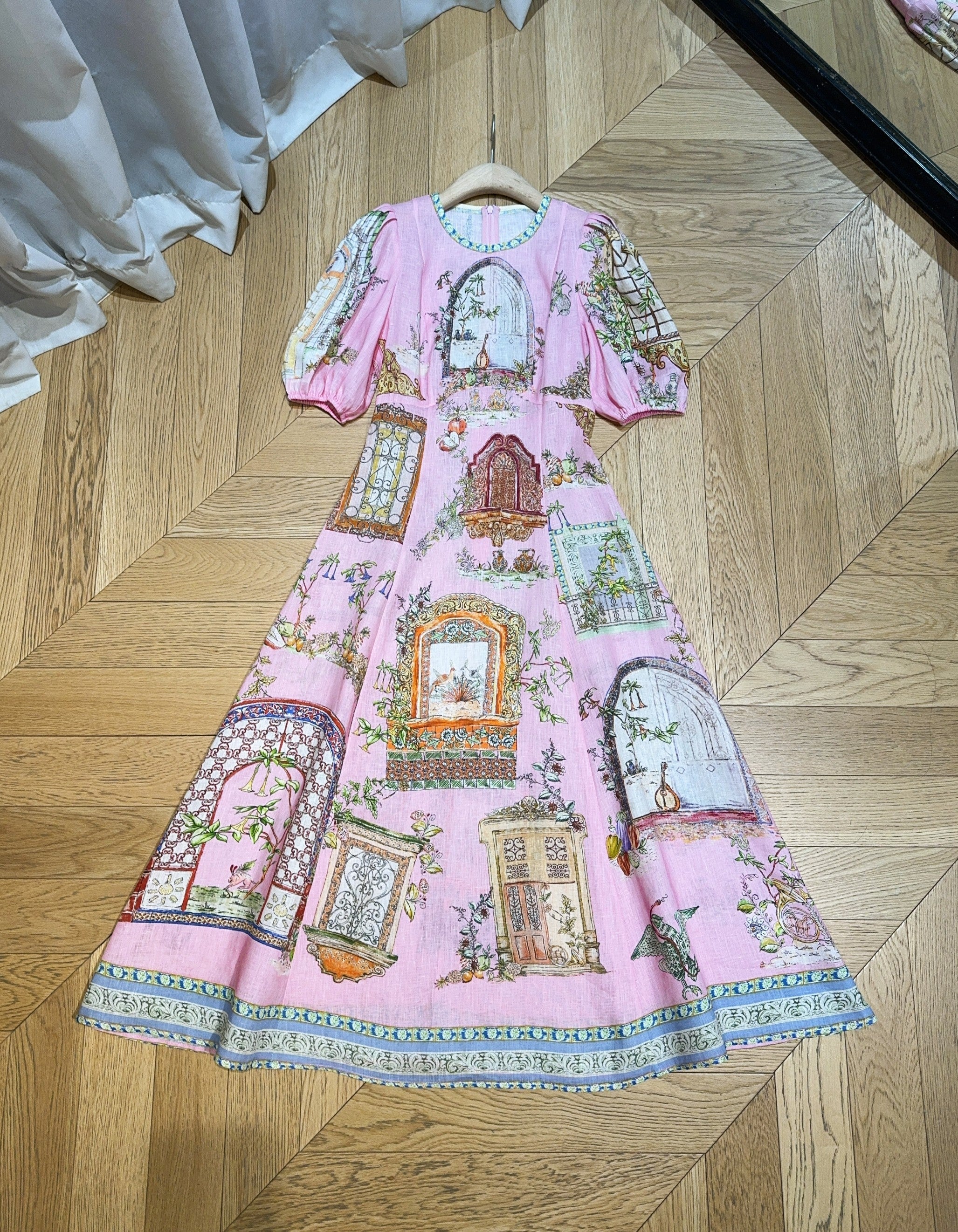 Alemais *round neck panelled A-line dress