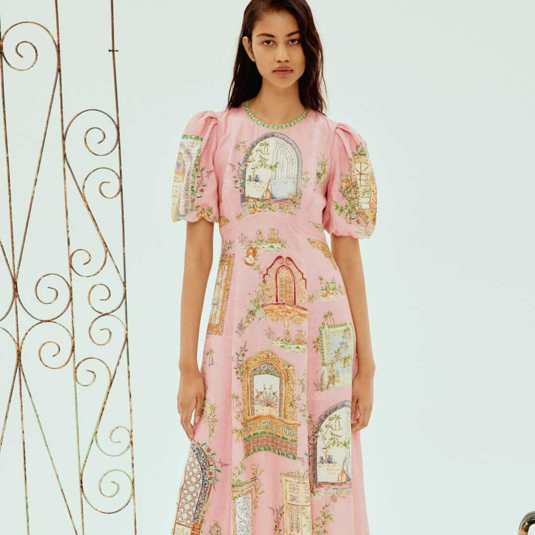 Alemais *round neck panelled A-line dress