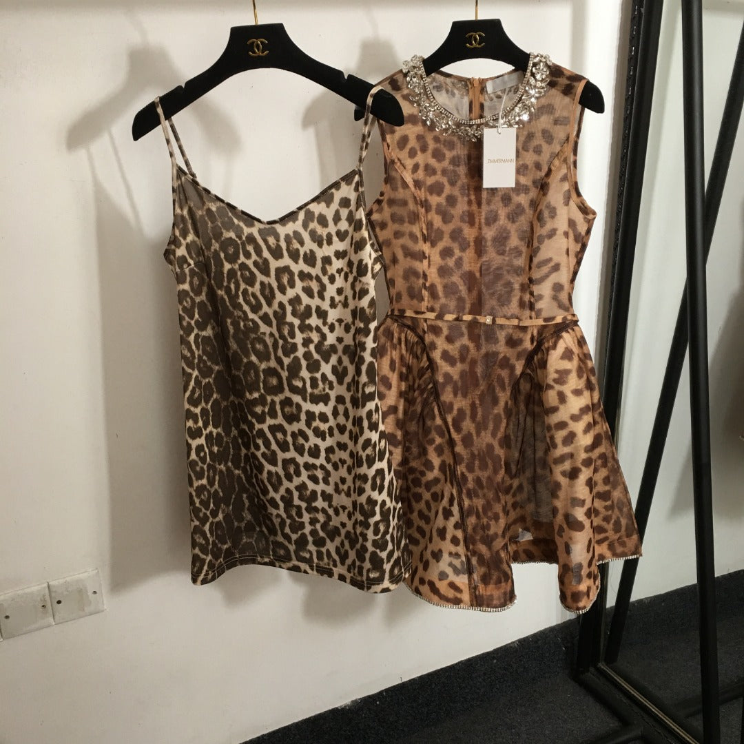 ZIMMERM* Leopard print sleeveless round neck dress