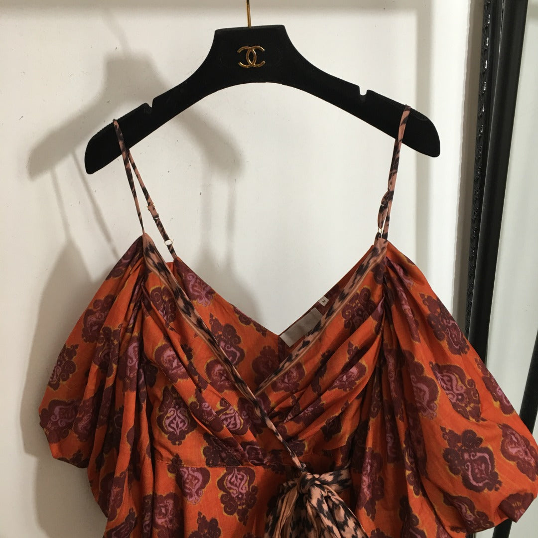 ZIMMERM* Vintage floral print wrap dress with tie waist