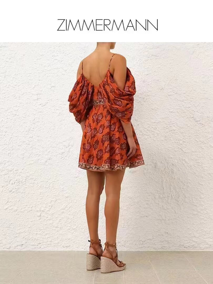 ZIMMERM* Vintage floral print wrap dress with tie waist