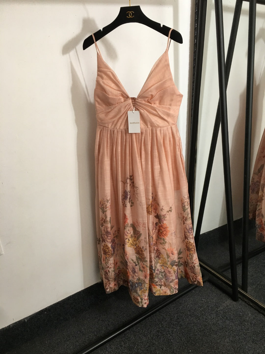ZIMMERM* Colorful flower print V-neck suspender dress