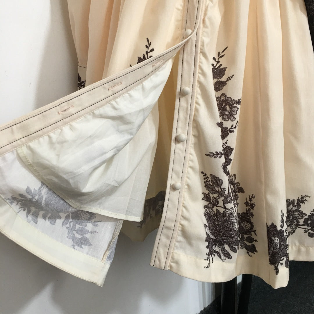 ZIM* Retro Flower Lace-up Waist Lapel Long Sleeve Dress