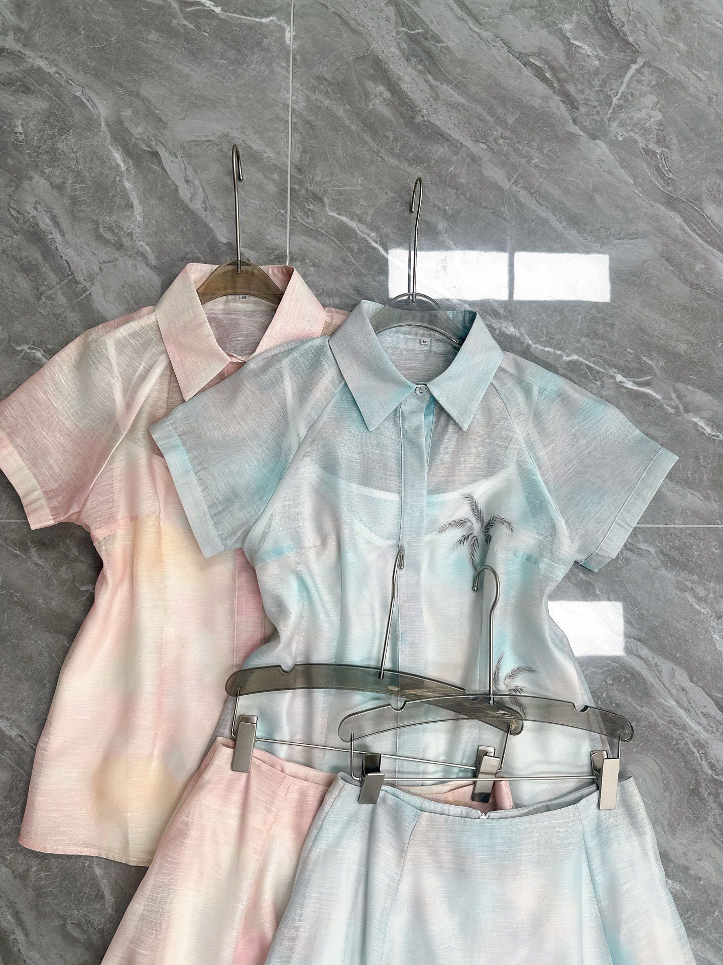 ZIM* Lapel Printed Top + Skirt