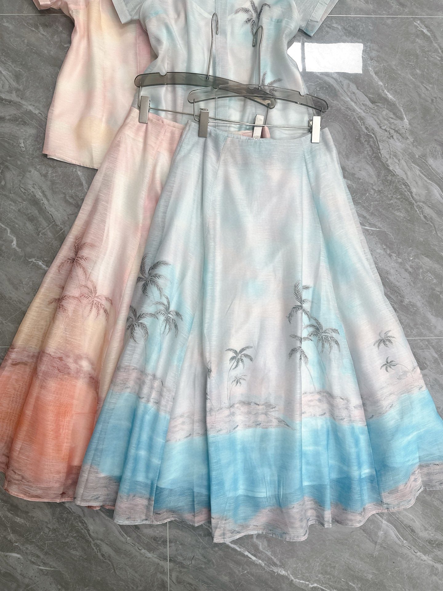 ZIM* Lapel Printed Top + Skirt