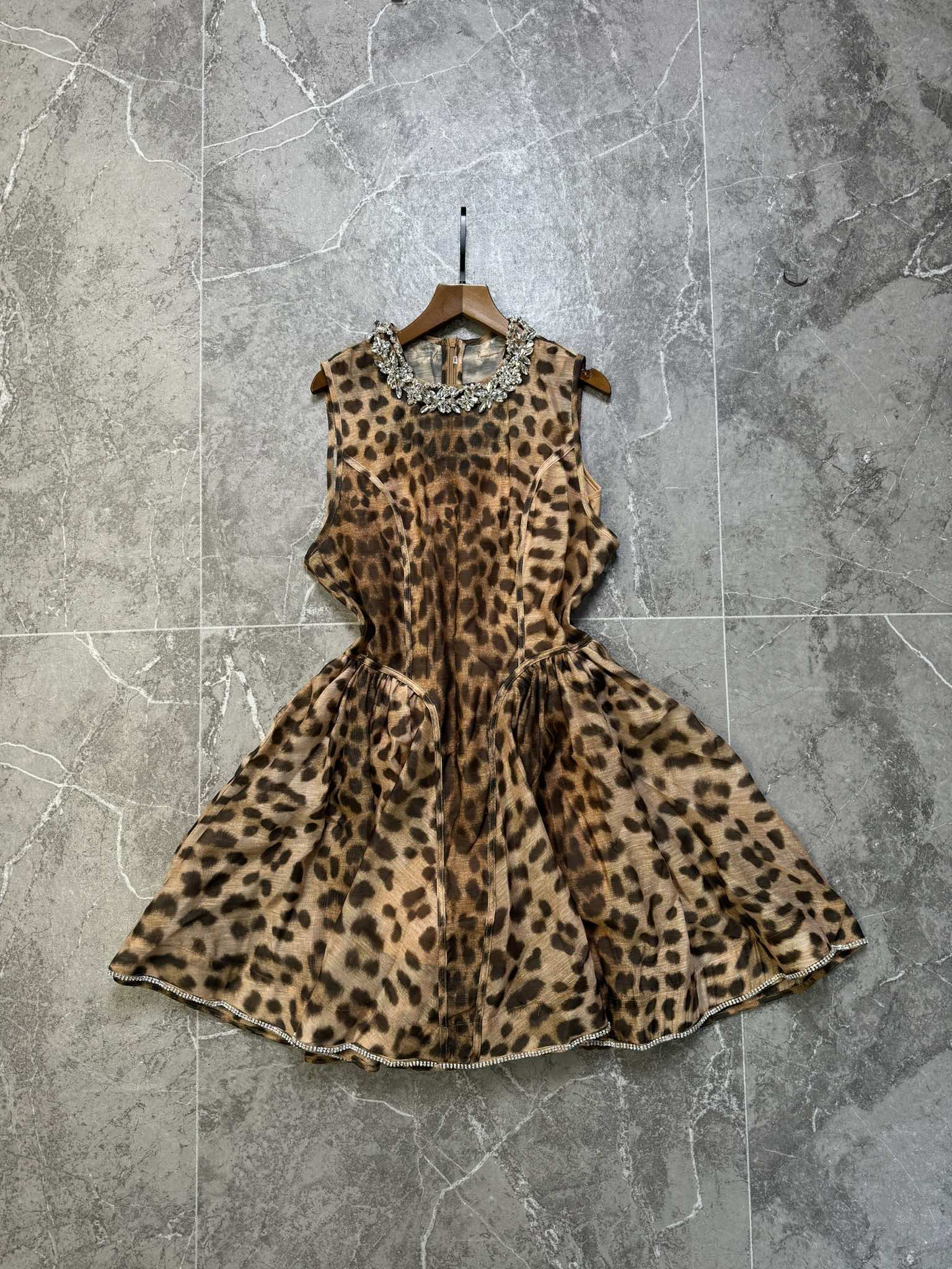 ZIM* Sleeveless Leopard Print Waist Dress