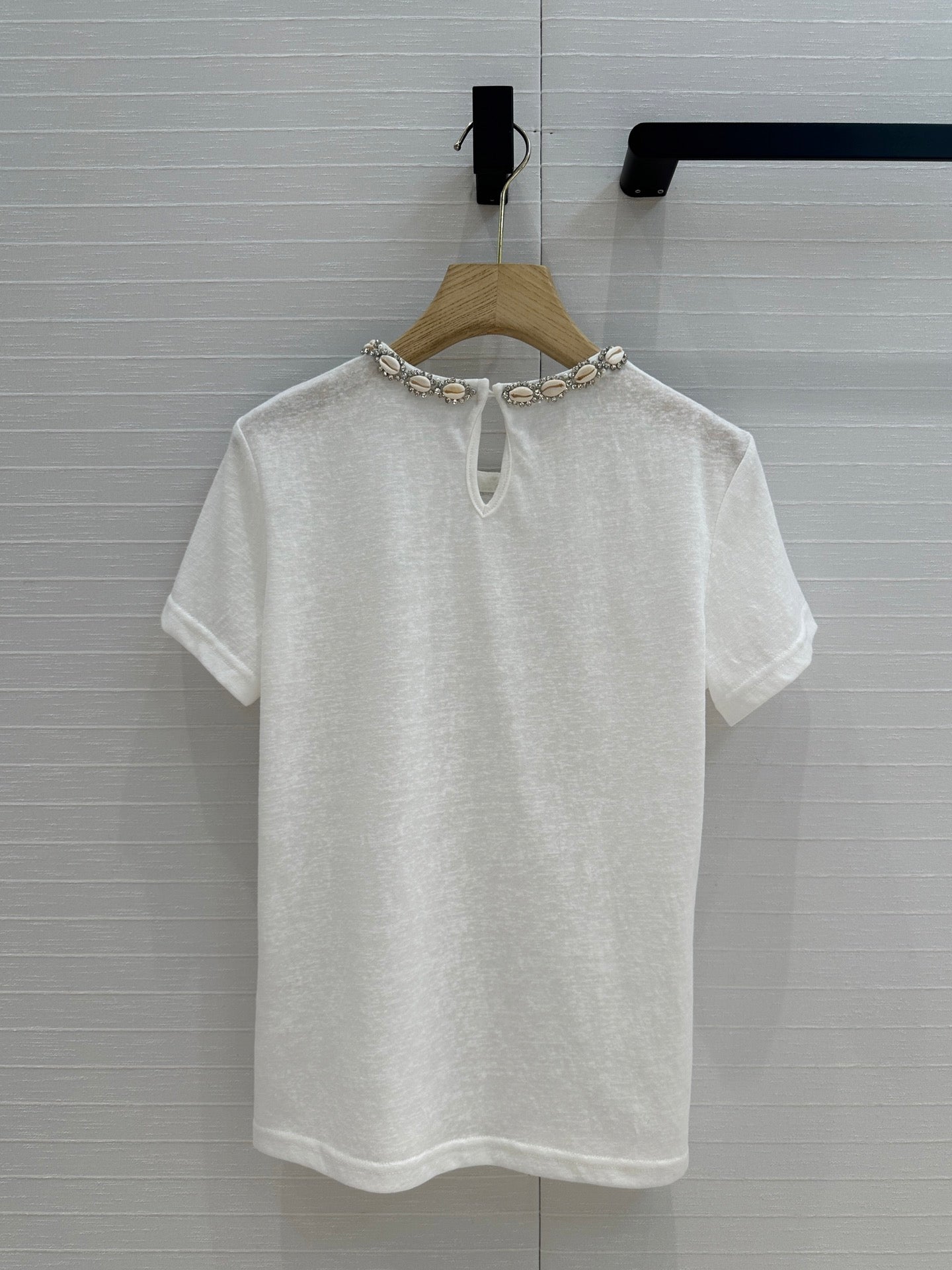 ZIM* 25SS Shell Crystal Collar T-shirt