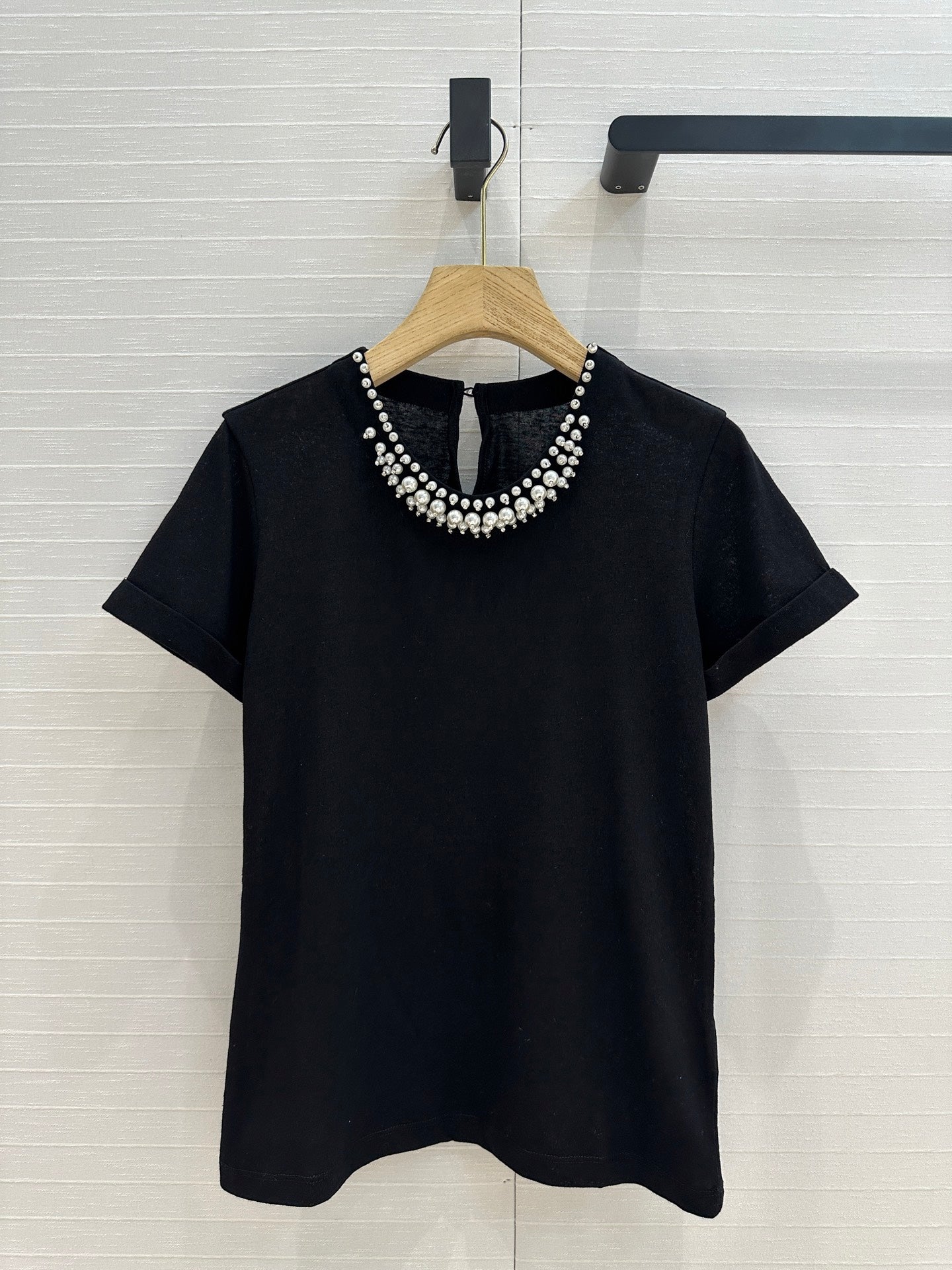 ZIM* 25SS Shell Crystal Collar T-shirt