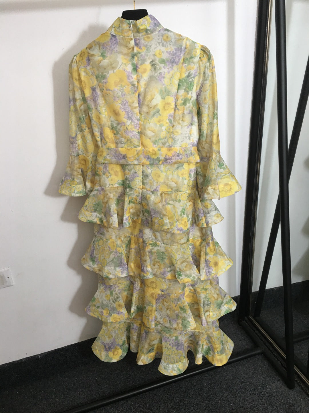 ZIM* Floral Print Tie-Waist Flared Long Sleeve Cake Dress