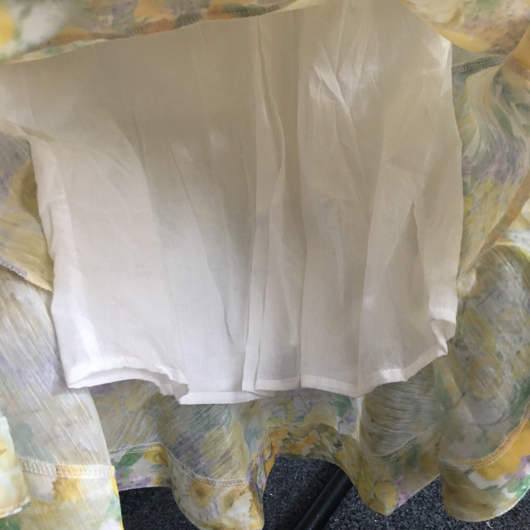 ZIM* Floral Print Tie-Waist Flared Long Sleeve Cake Dress