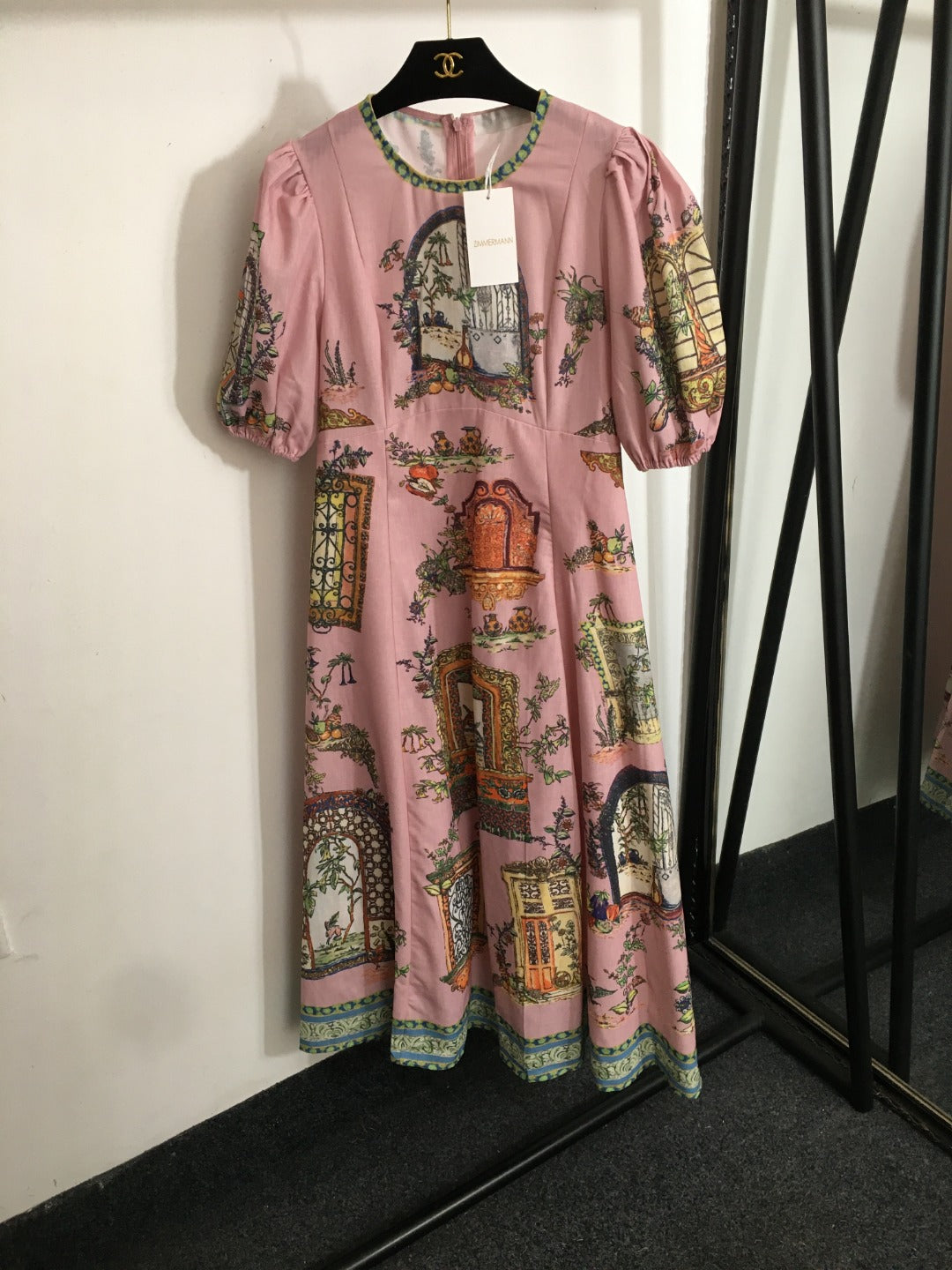 ZIM* printed slim waist dress