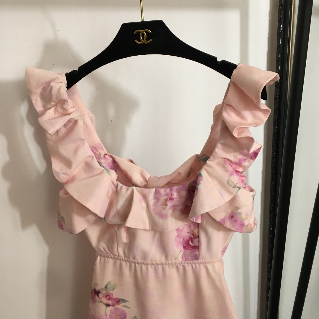 ZIM*Flower Print Butterfly Dress