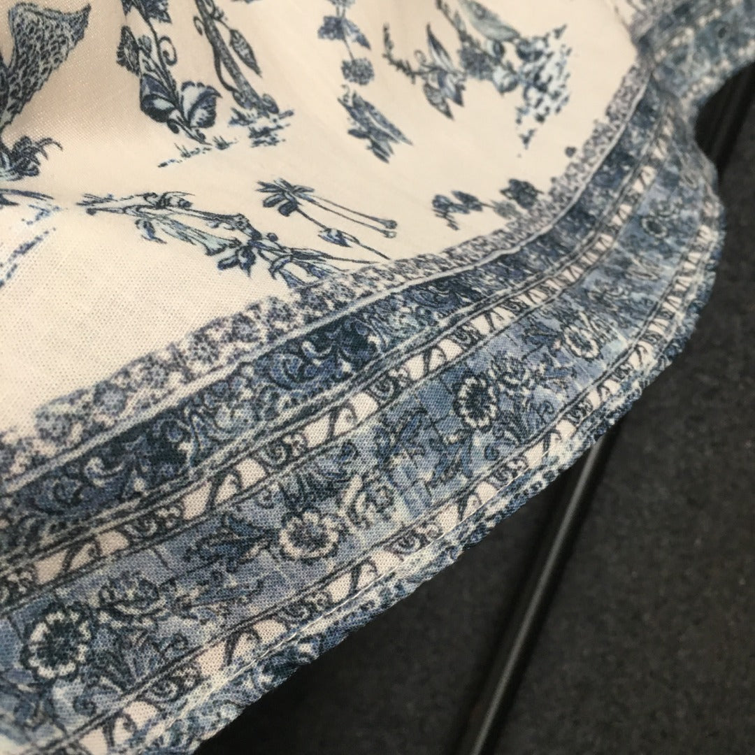 ZIM* Printed U-neck puff short-sleeved dress