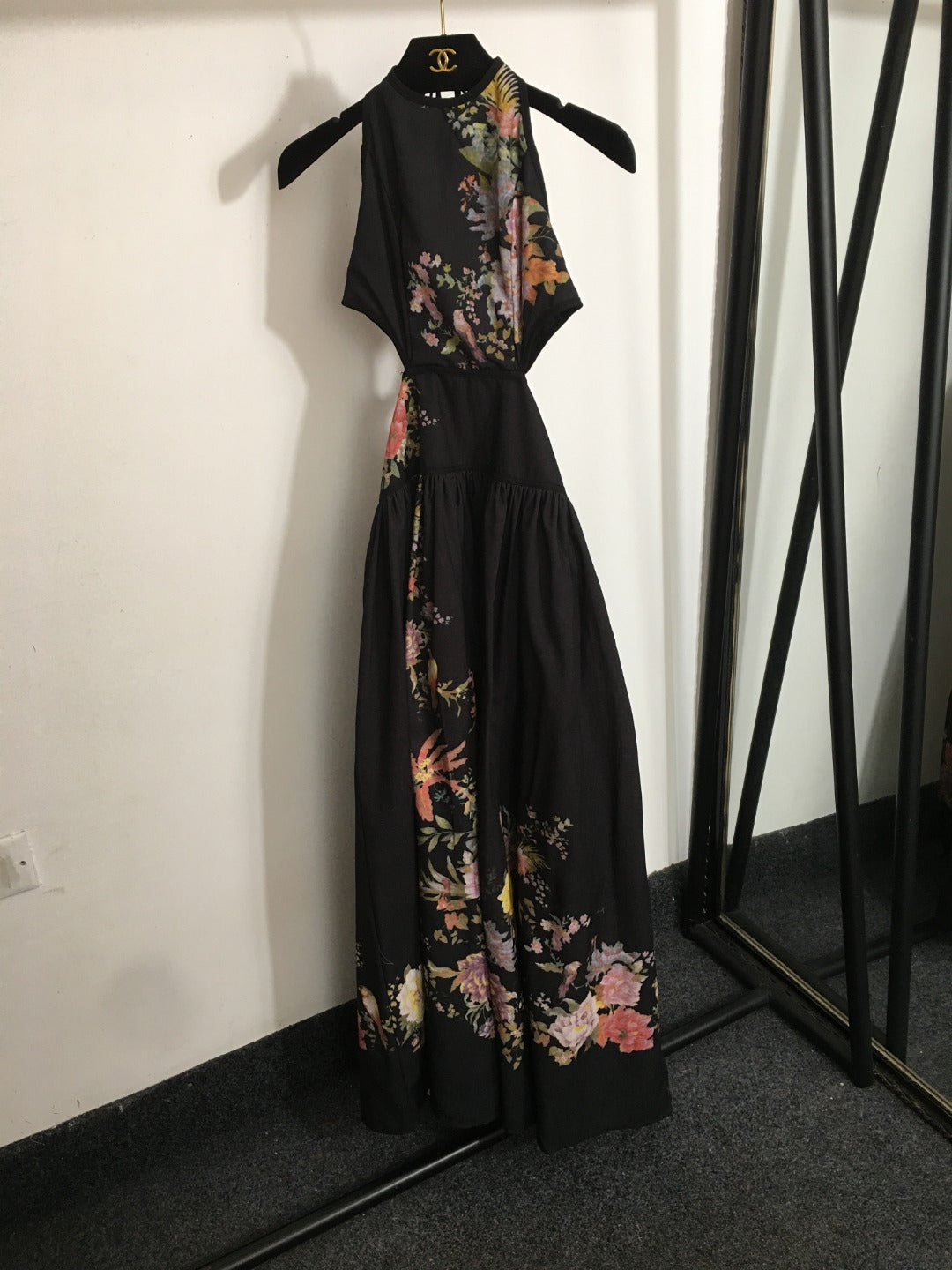 ZIM* Printed Sexy Backless Waist Halter Neck Tank Dress