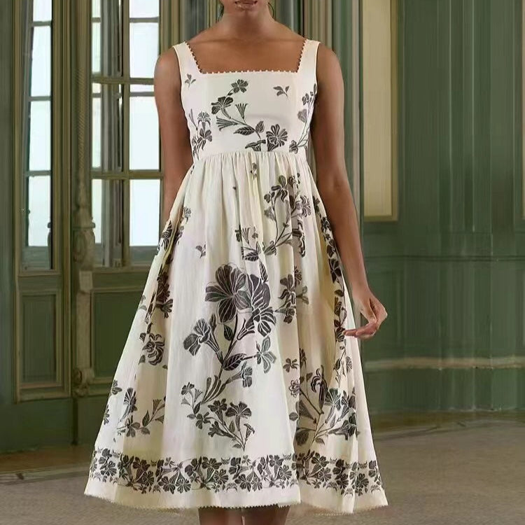 ZIM* Pearl Neck Waist Sling Dress