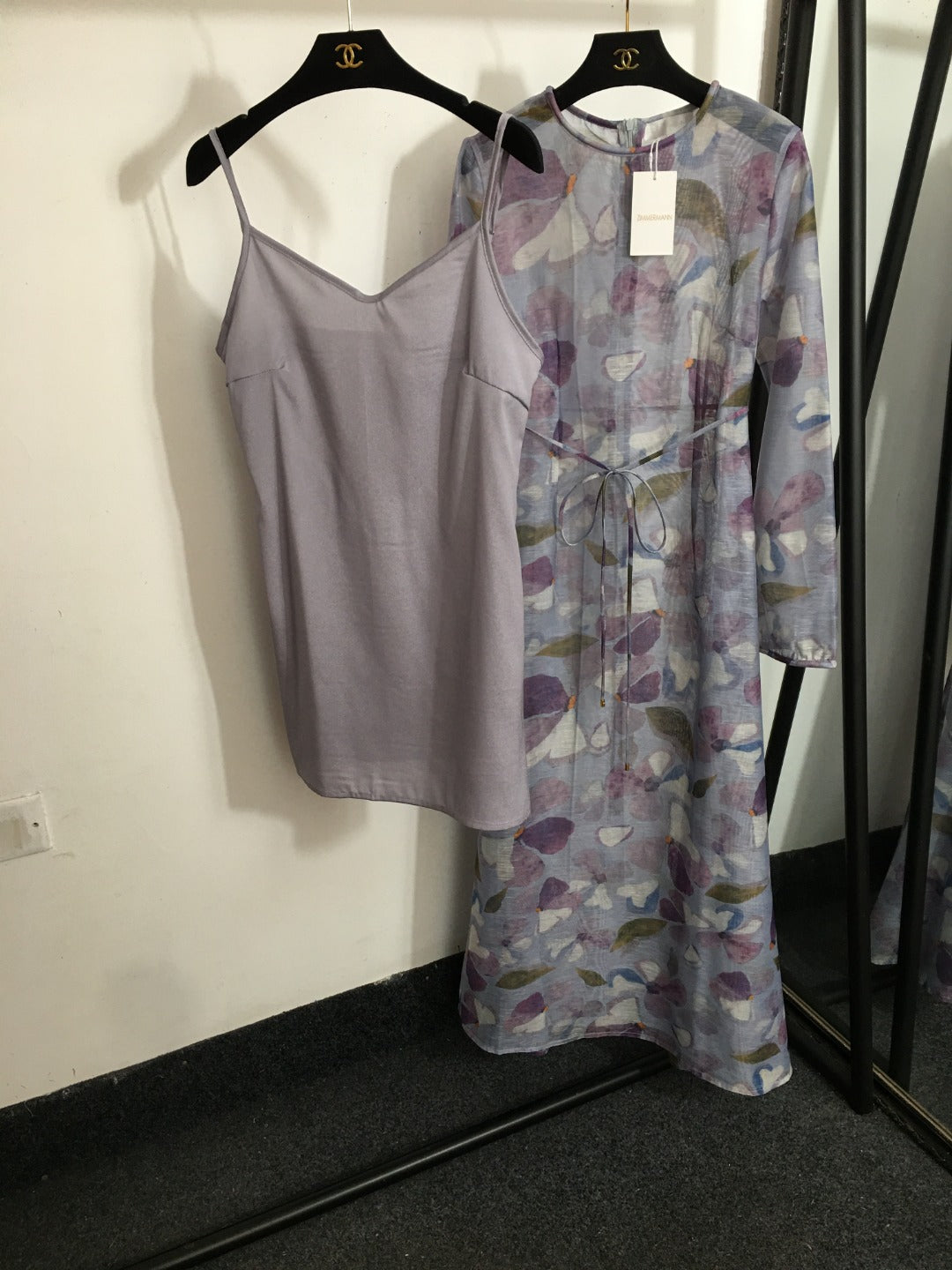 ZIM* Floral Tie Waist Long Sleeve Dress