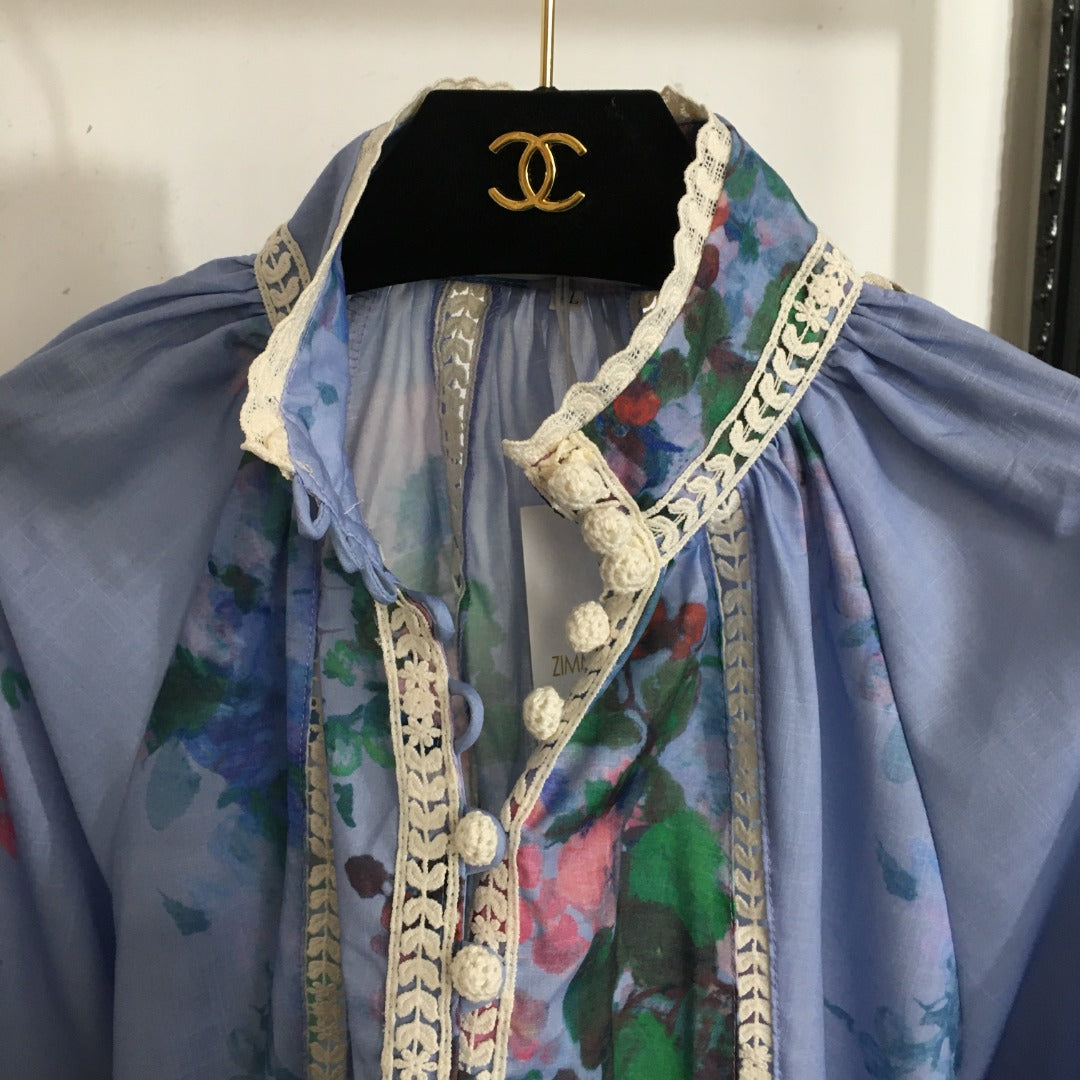 ZIM* Lace Panel Long Sleeve Shirt + Shorts Dress