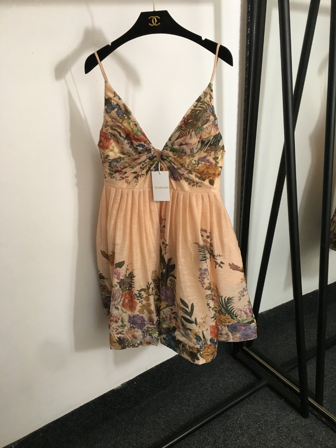 ZIM* Colorful Flower Print V-Neck Chain Dress