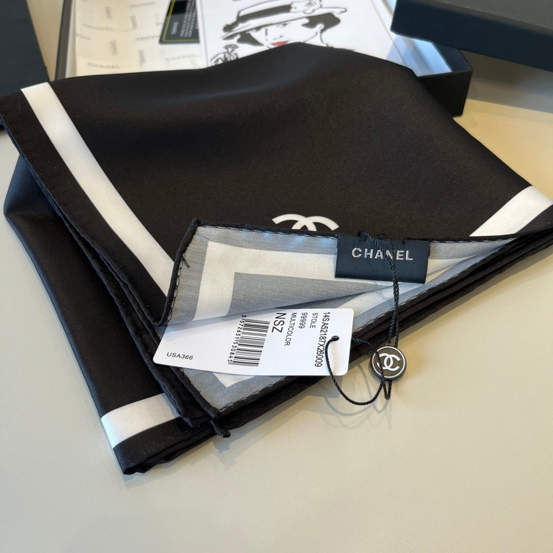 CHAN* 25SS 100% silk square scarf