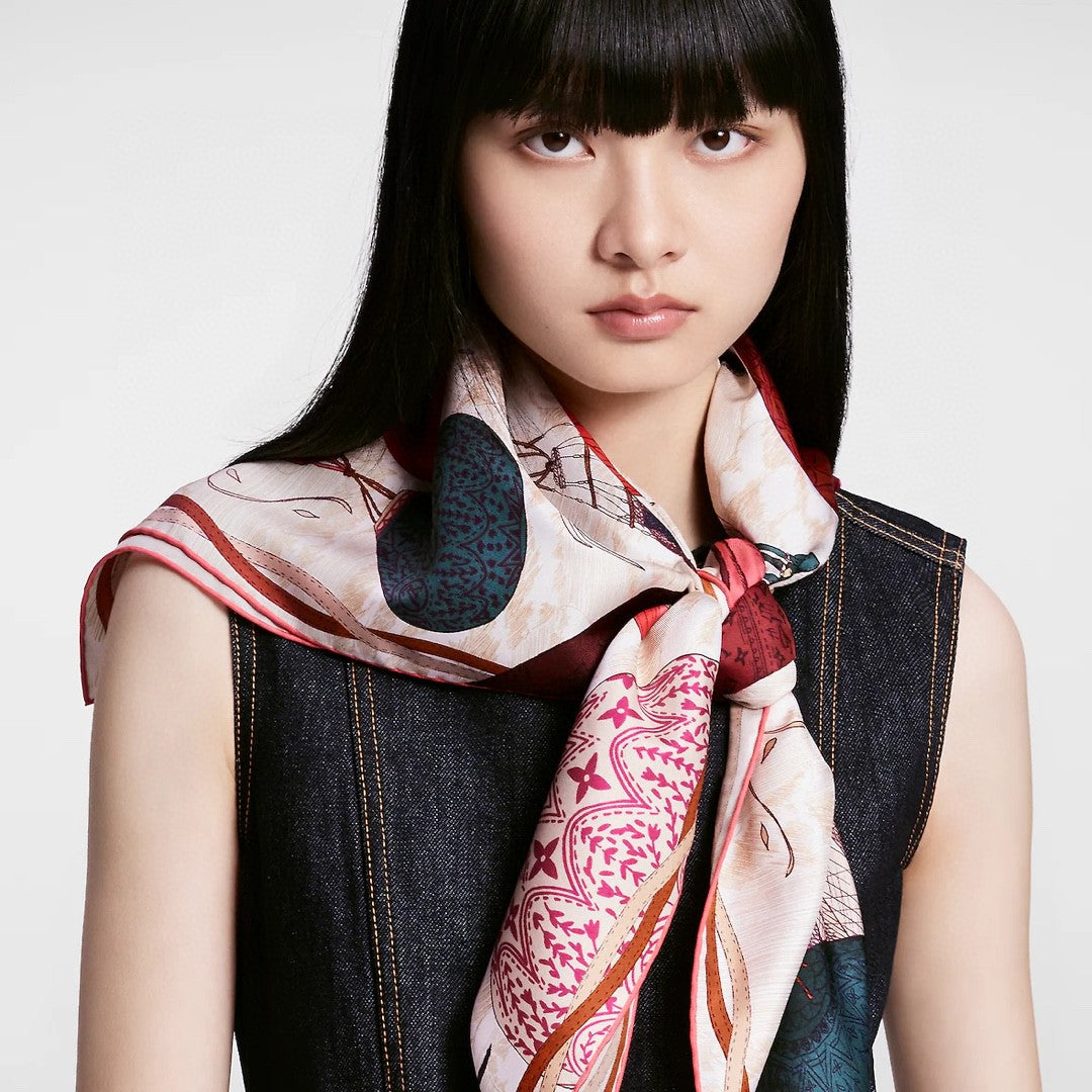 LV* 25SS 100% silk square scarf