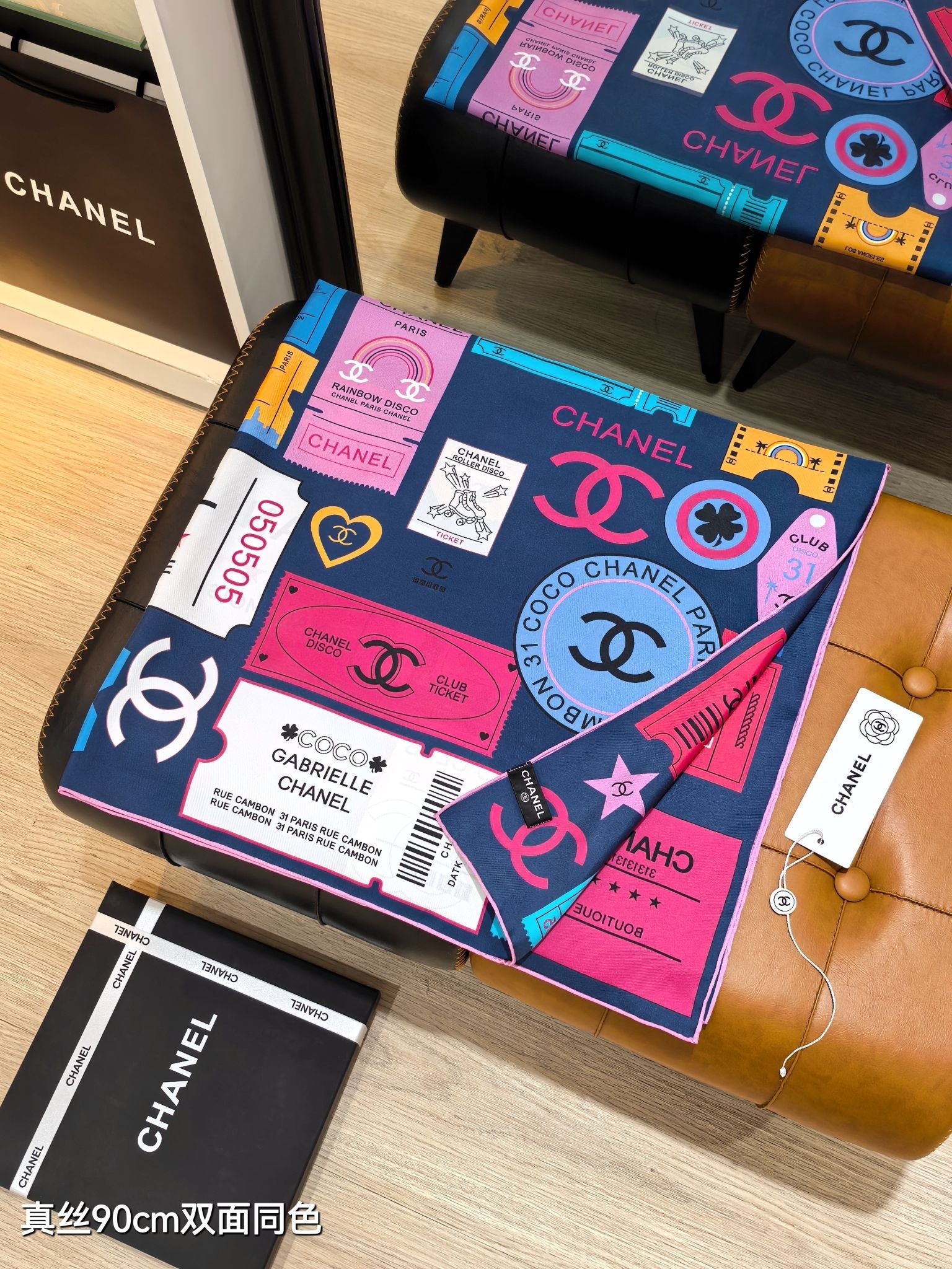 CHAN* 25SS 100% silk square scarf