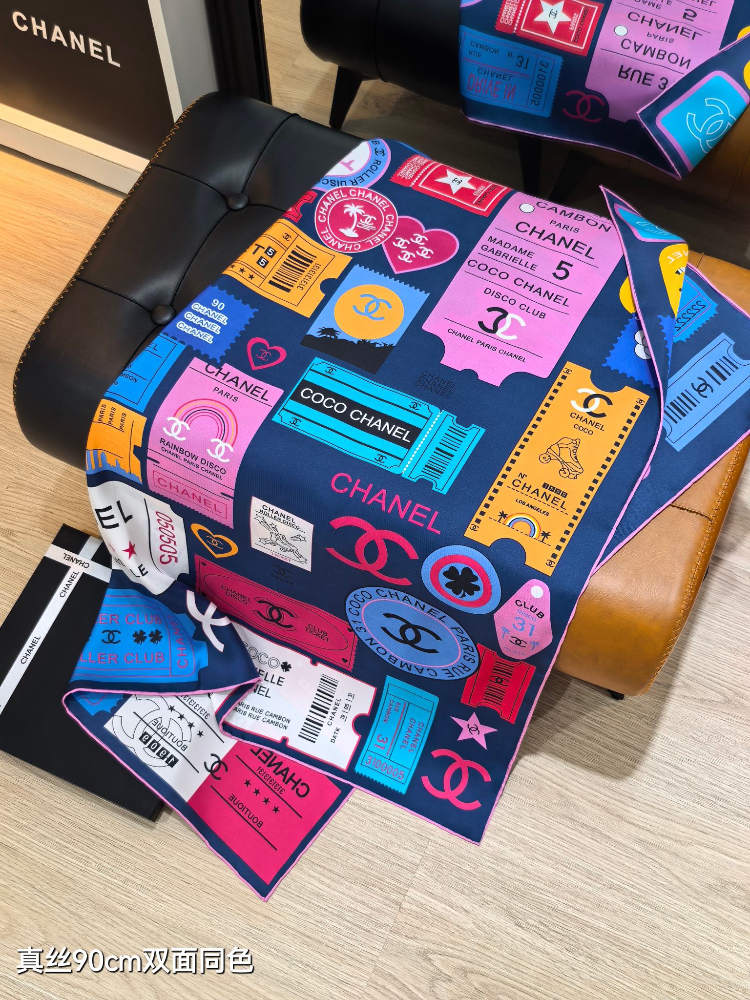 CHAN* 25SS 100% silk square scarf