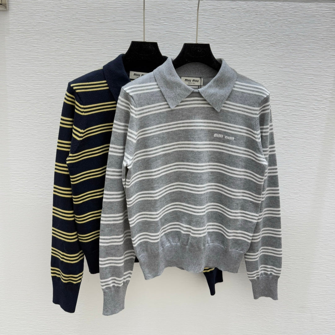 MIU*25SS contrast color knitted cardigan