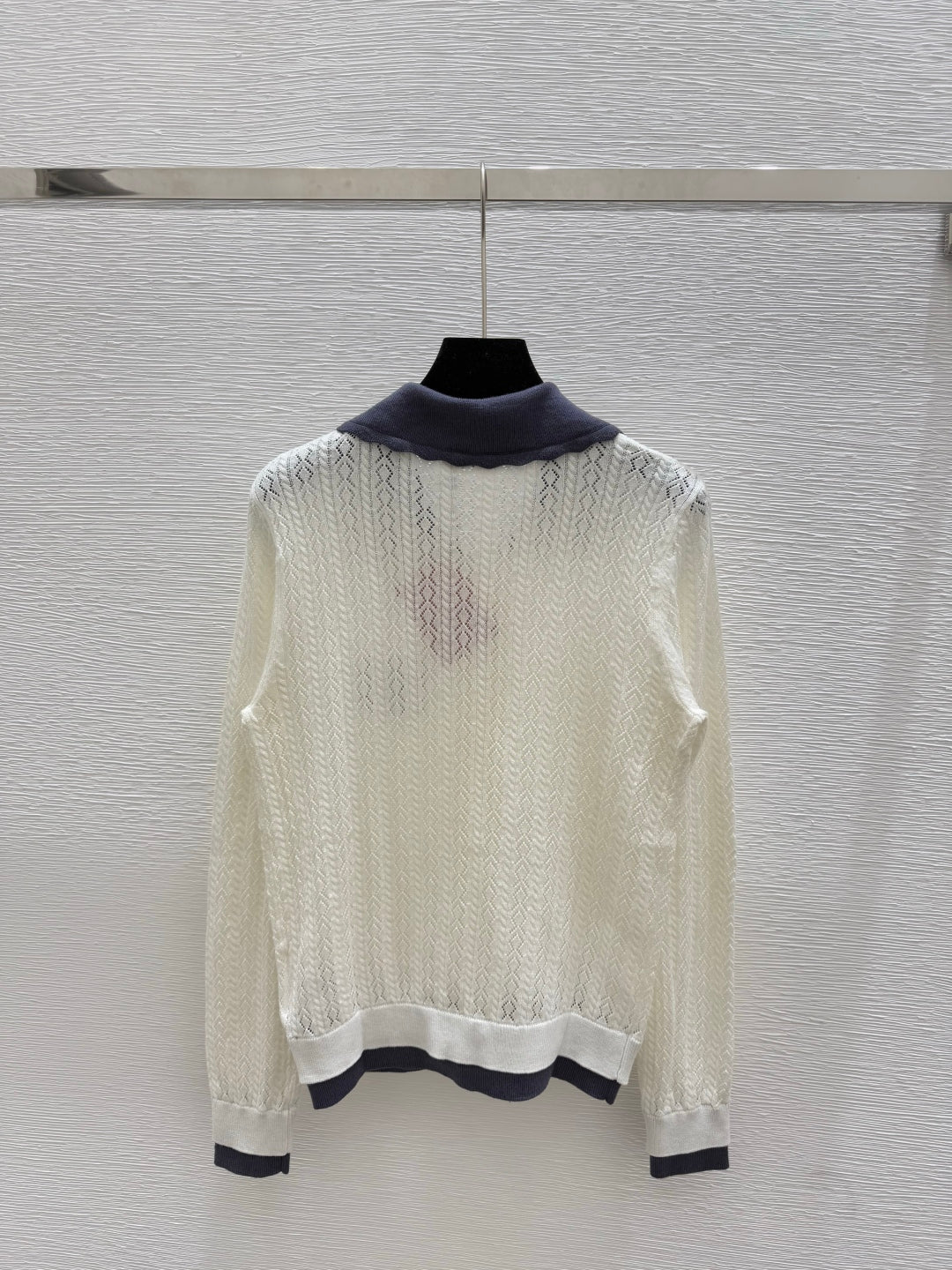 MIU* 25SS　Color-block lapel knitted cardigan