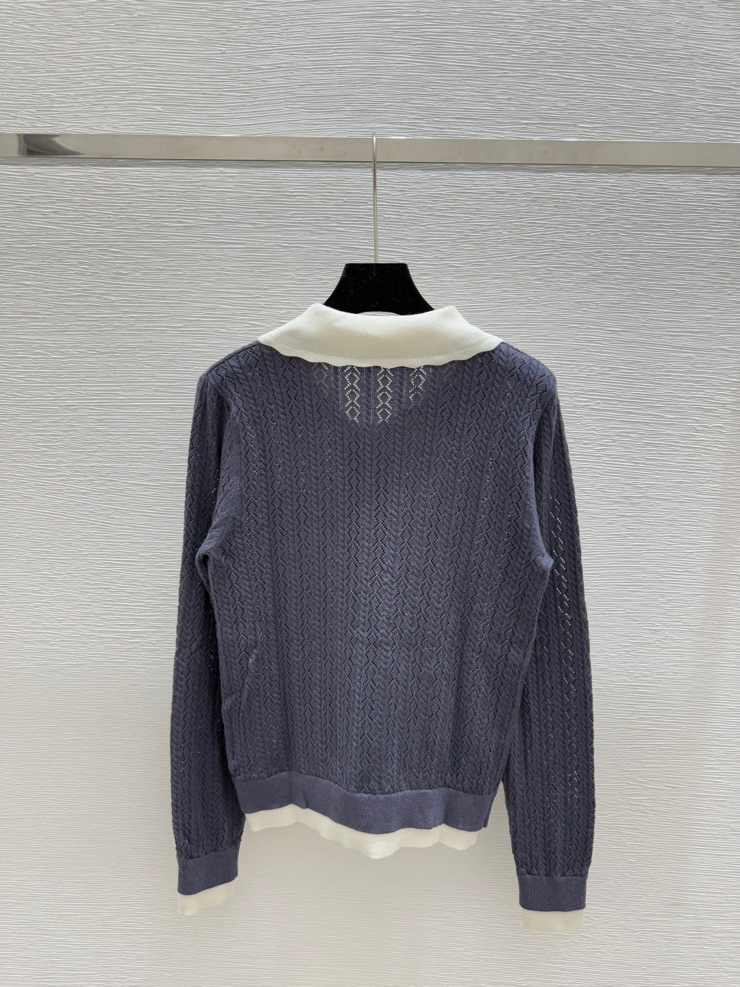 MIU* 25SS　Color-block lapel knitted cardigan