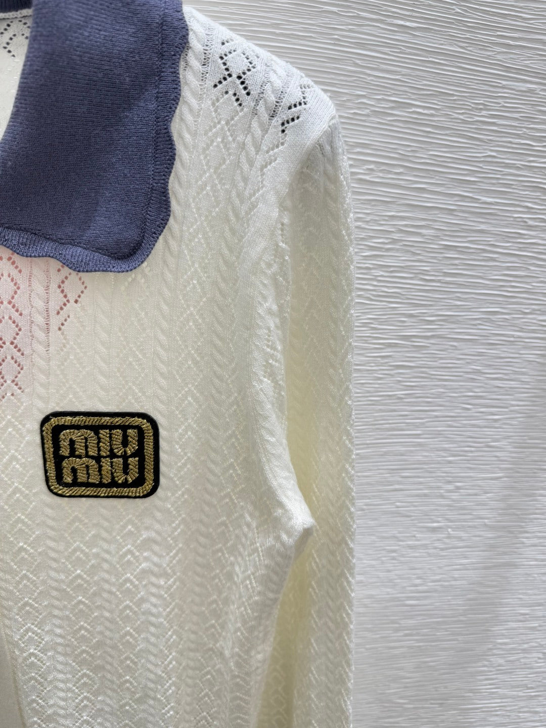 MIU* 25SS　Color-block lapel knitted cardigan