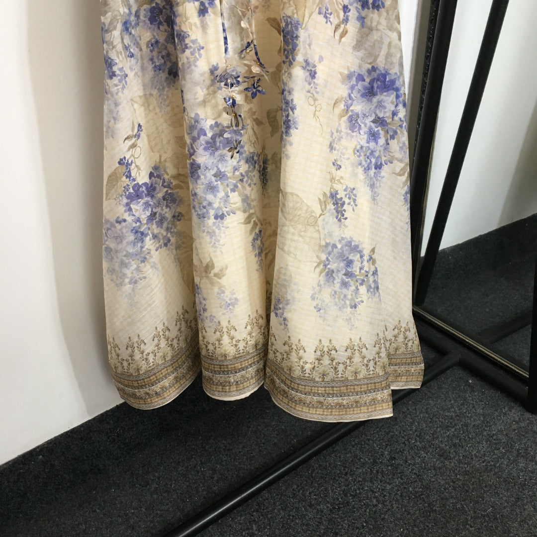 ZIM* Flower Print 3D Butterfly Petal Lace-Up Tube Dress