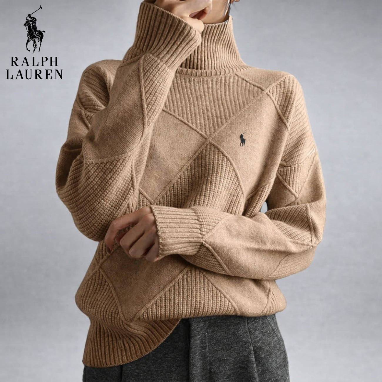 Textured High-Neck Knit Sweater | Clearance Sale
