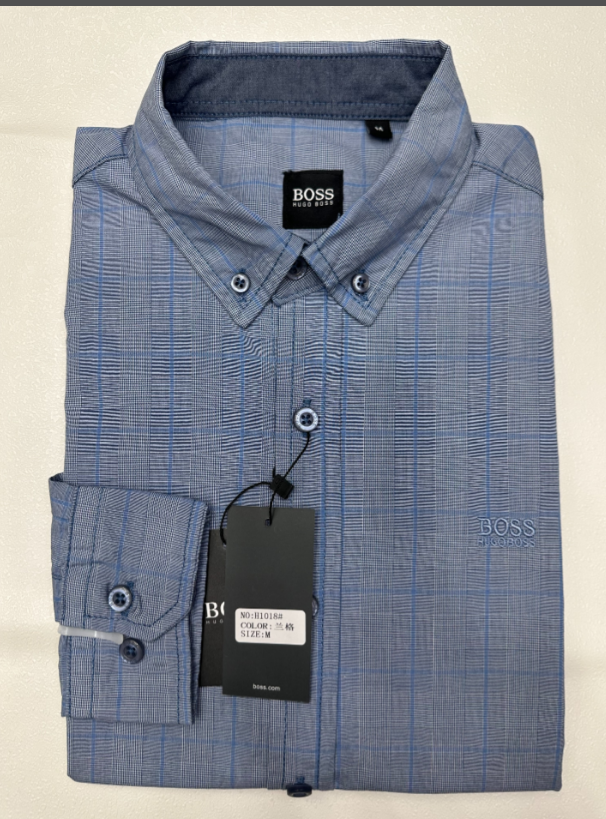 BOSS Men's Cotton Plaid Long Sleeve Shirt