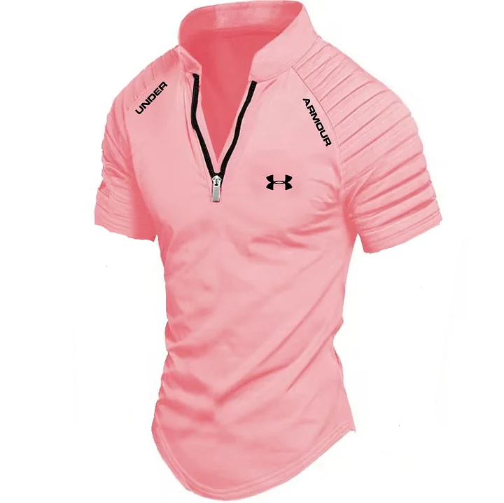 Men's zipper short sleeve sports casual shirt