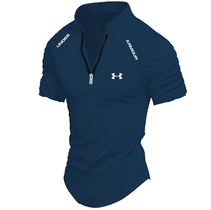 Men's zipper short sleeve sports casual shirt