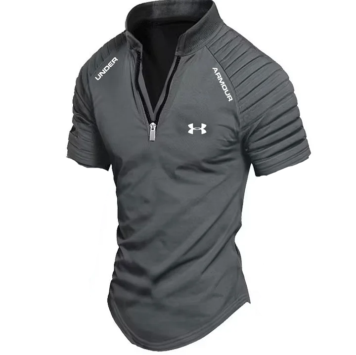 Men's zipper short sleeve sports casual shirt