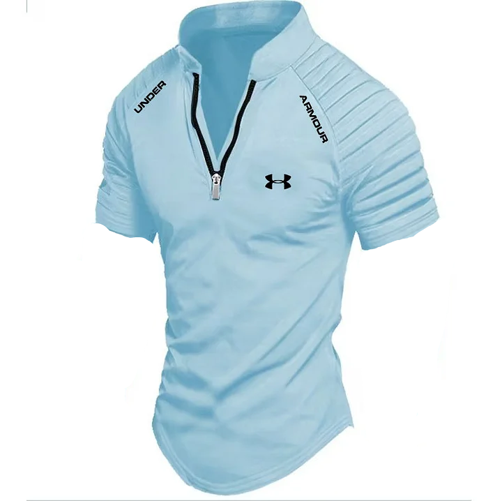 Men's zipper short sleeve sports casual shirt