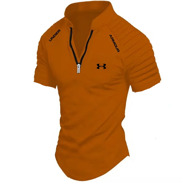 Men's zipper short sleeve sports casual shirt