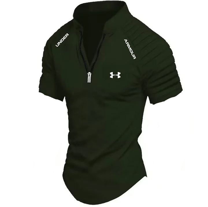 Men's zipper short sleeve sports casual shirt