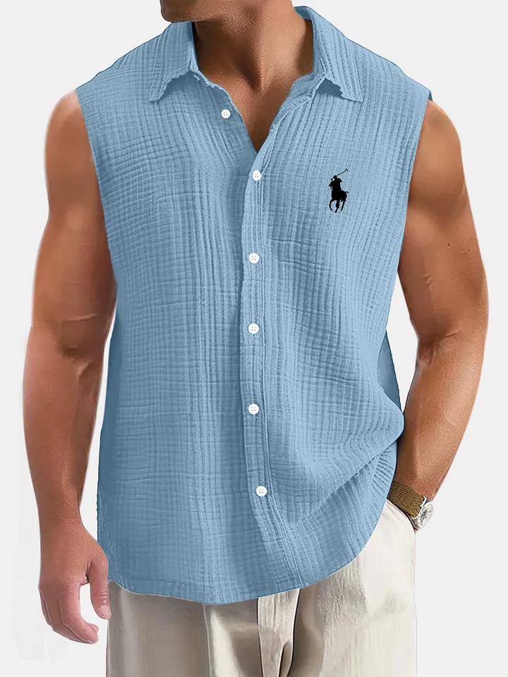 Men's Casual Loose And Comfortable Textured Sleeveless Shirt